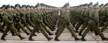 Congressional lockstep: like this, but not nearly as jocular.  Image of Russian soldiers marching by Bill Meyer, Cleveland Plain Dealer.